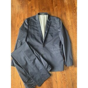 Express 42L 34x32  Blue Stretch Cotton Slim Mens Jacket Pants Suit